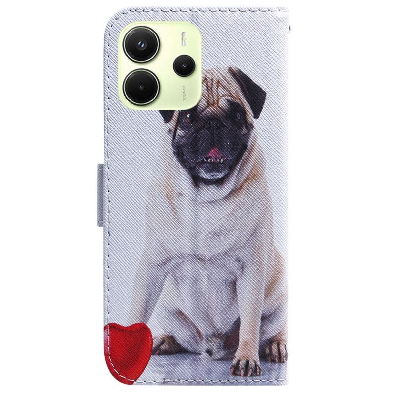 Flip Case Leren Xiaomi Redmi Note 14 4g Mops Hond