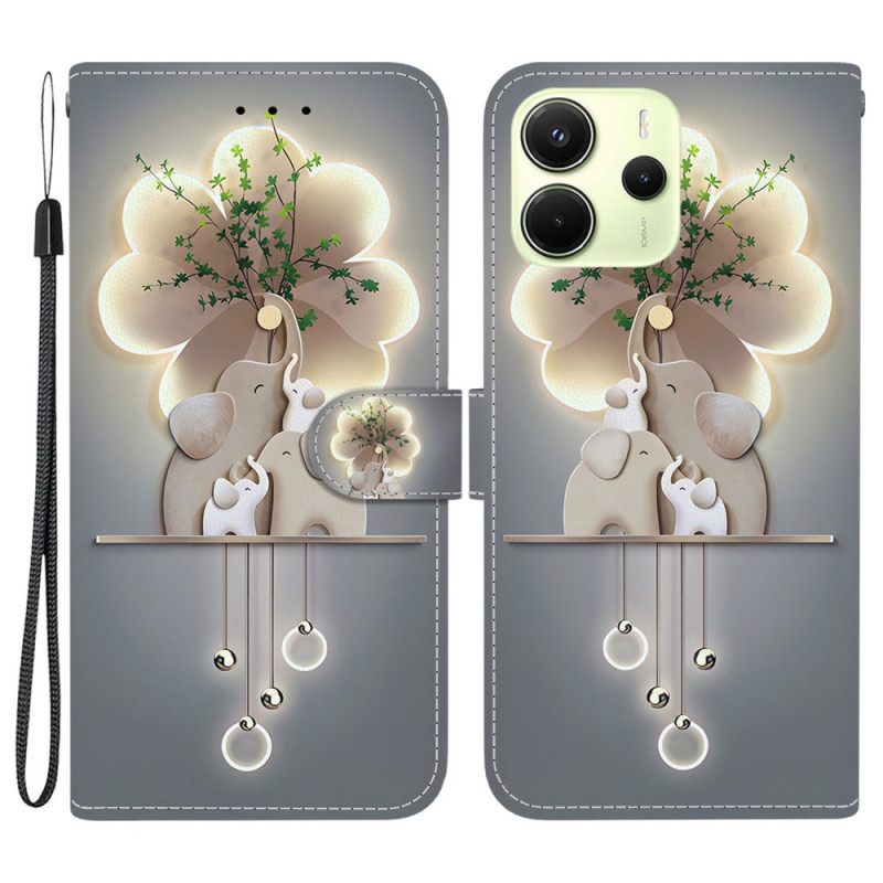 Flip Case Leren Xiaomi Redmi Note 14 4g Olifanten