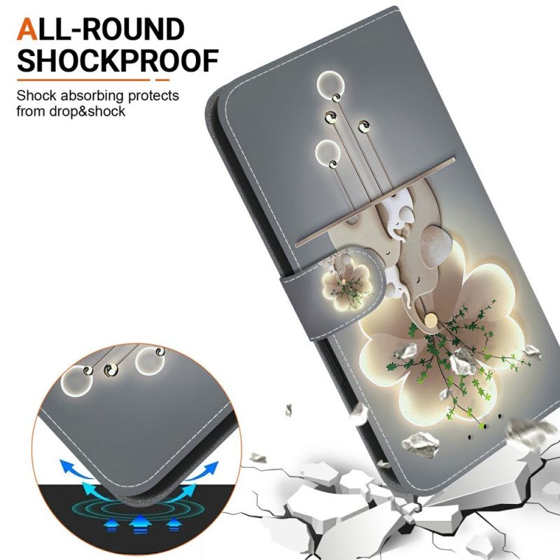 Flip Case Leren Xiaomi Redmi Note 14 4g Olifanten