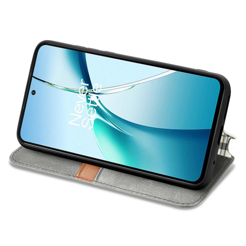 Folio-hoesje Voor Xiaomi Redmi Note 14 4g Vintage Lederlook Met Diamantpatroon