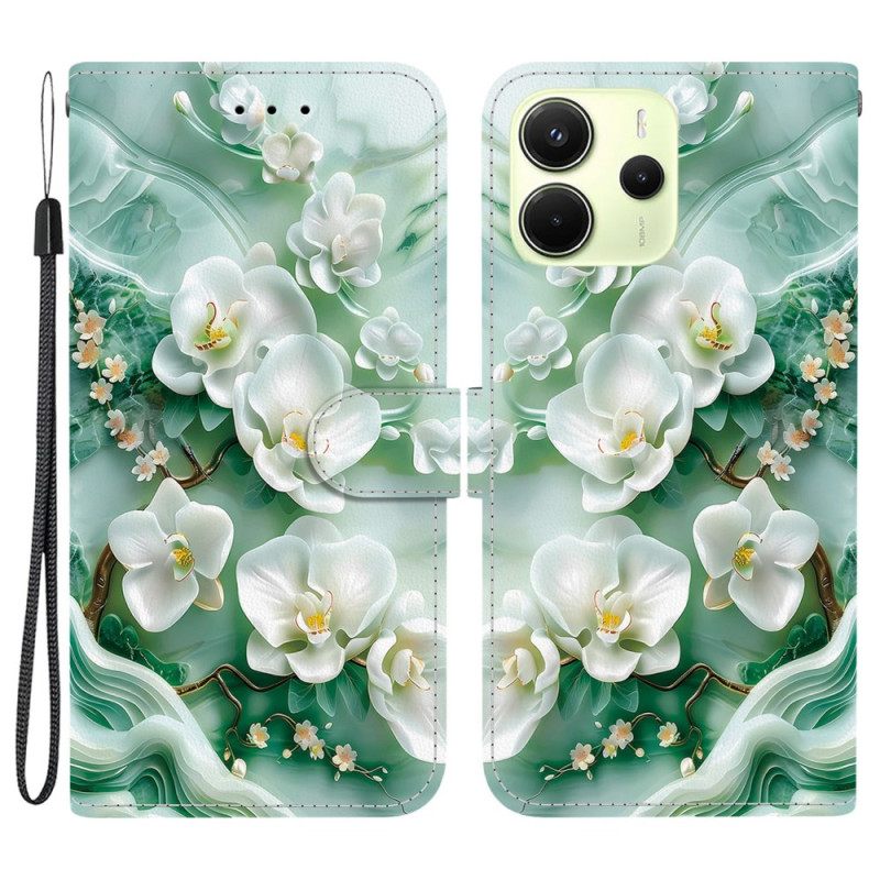 Folio-hoesje Xiaomi Redmi Note 14 4g Jadebloemen