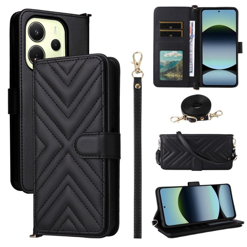 Folio-hoesje Xiaomi Redmi Note 14 4g Premium Portemonnee Met Riempje En Schouderriem