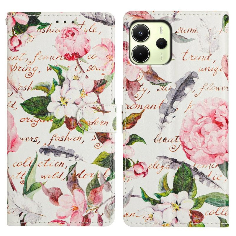 Folio-hoesje Xiaomi Redmi Note 14 4g Telefoonhoesje Bloemenpoëzie