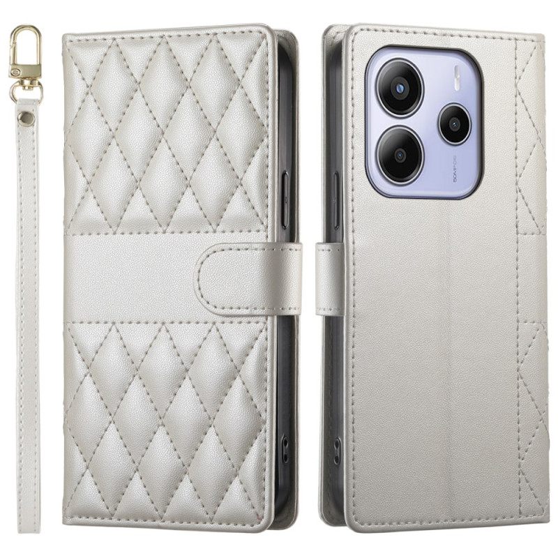 Folio-hoesje Xiaomi Redmi Note 14 4g Telefoonhoesje Gewatteerd Met Bandje En Schouderband