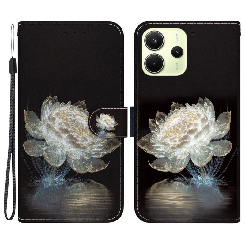 Folio-hoesje Xiaomi Redmi Note 14 4g Telefoonhoesje Kristallen Pioenroos