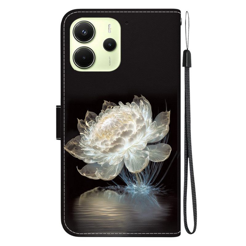 Folio-hoesje Xiaomi Redmi Note 14 4g Telefoonhoesje Kristallen Pioenroos