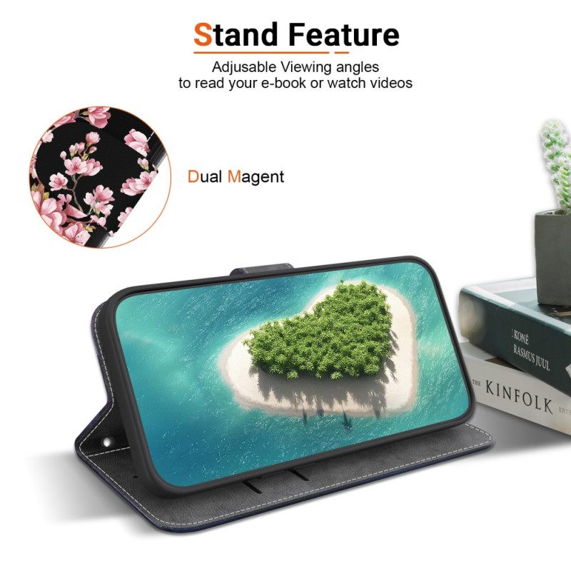 Folio-hoesje Xiaomi Redmi Note 14 4g Telefoonhoesje Pruimenbloesems