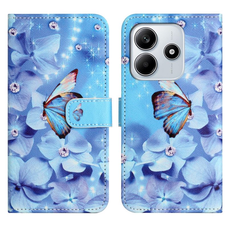 Folio-hoesje Xiaomi Redmi Note 14 4g Vlinders En Diamanten
