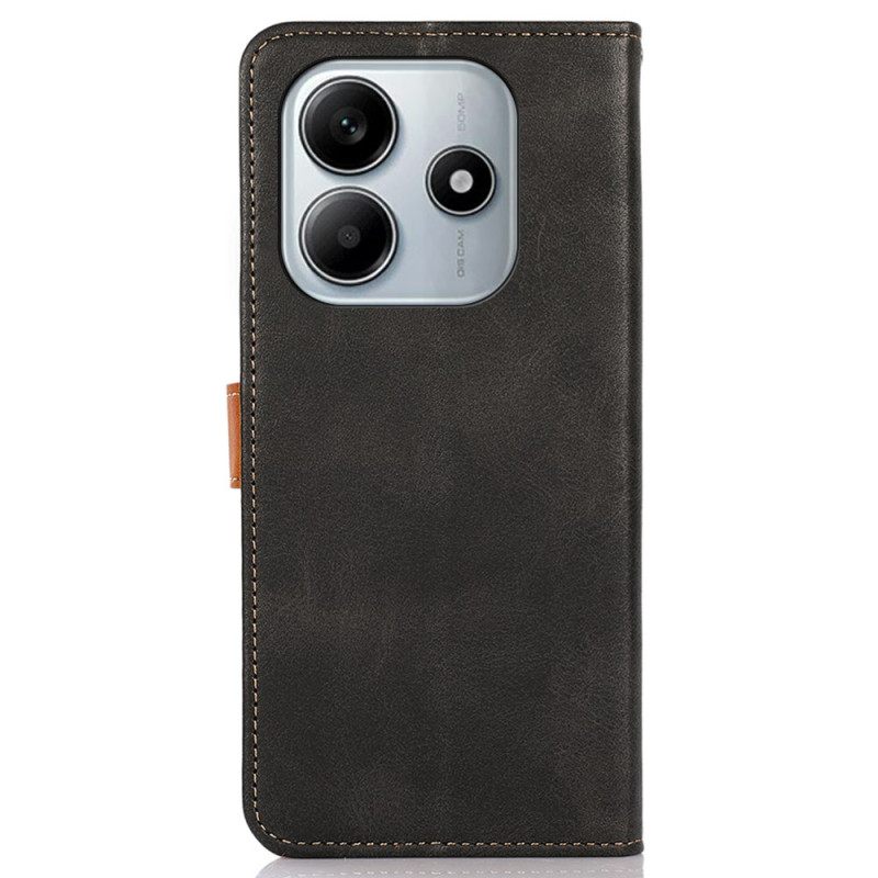 Leren Hoesje Voor Xiaomi Redmi Note 14 4g Khazneh Met Gouden Sluiting