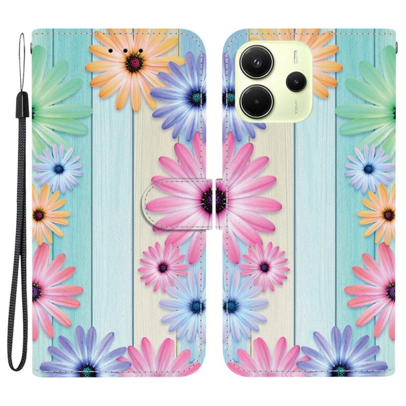 Leren Hoesje Voor Xiaomi Redmi Note 14 4g Kleurrijk Zonnebloemen