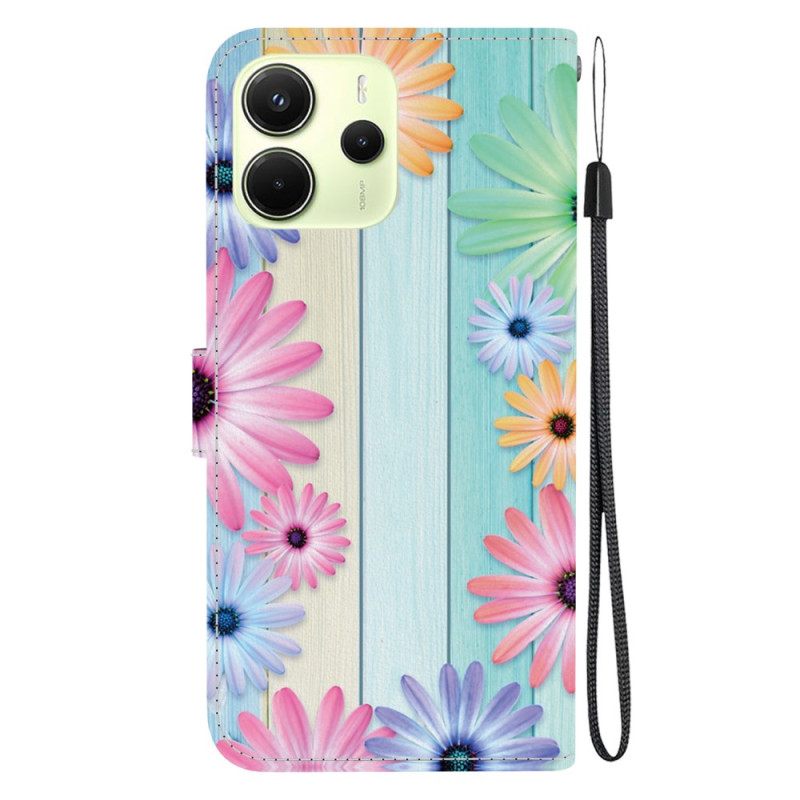 Leren Hoesje Voor Xiaomi Redmi Note 14 4g Kleurrijk Zonnebloemen
