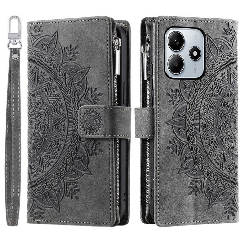 Leren Hoesje Voor Xiaomi Redmi Note 14 4g Mandala Suède-effect Portemonnee