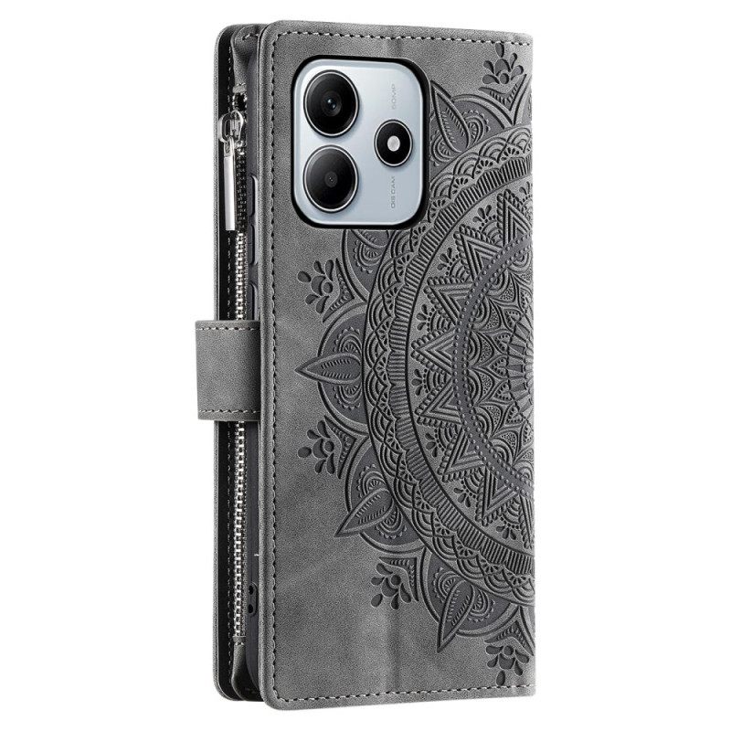 Leren Hoesje Voor Xiaomi Redmi Note 14 4g Mandala Suède-effect Portemonnee