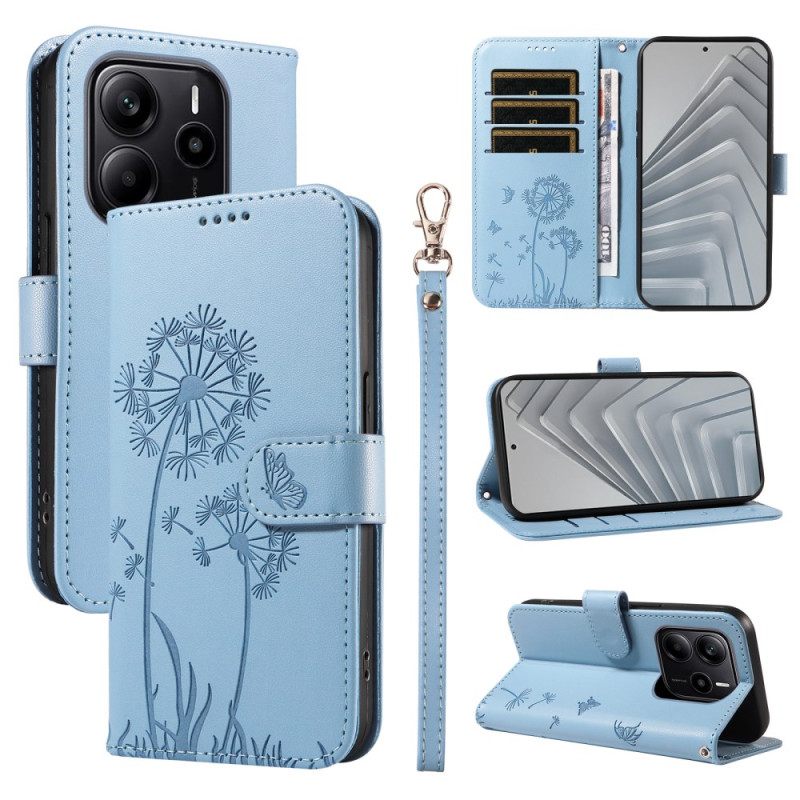 Leren Hoesje Voor Xiaomi Redmi Note 14 4g Paardenbloemen