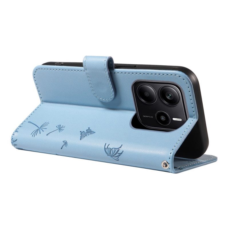 Leren Hoesje Voor Xiaomi Redmi Note 14 4g Paardenbloemen