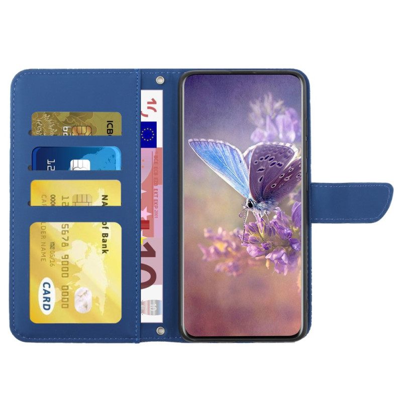 Leren Hoesje Voor Xiaomi Redmi Note 14 4g Schouderband Met Vlinderprint