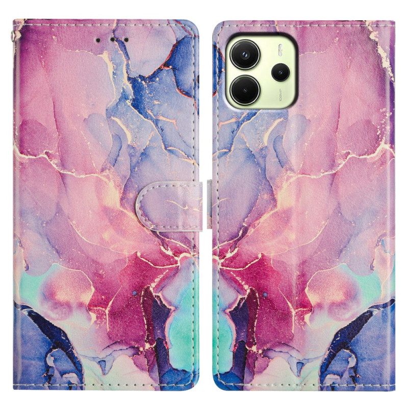 Leren Hoesje Xiaomi Redmi Note 14 4g Gekleurd Marmer Bescherming Hoesje