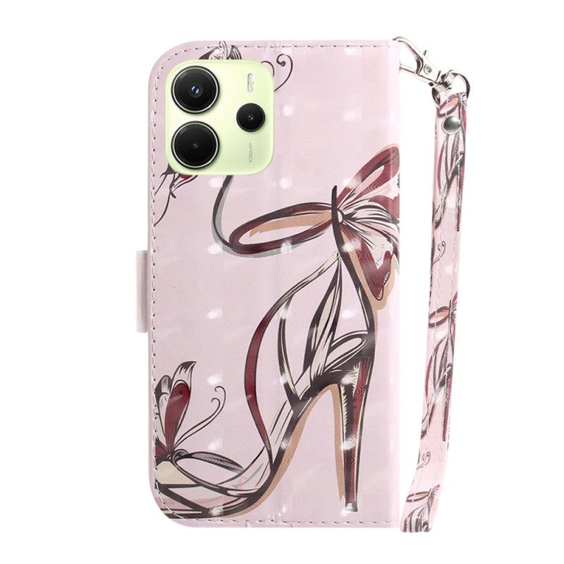 Leren Hoesje Xiaomi Redmi Note 14 4g Hoge Hakken Met Riempje