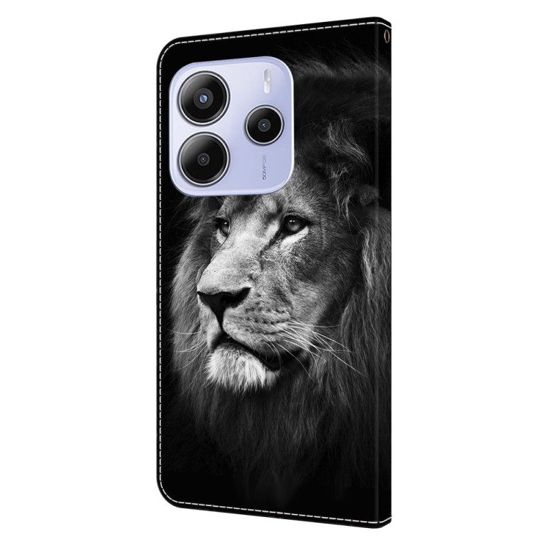 Leren Hoesje Xiaomi Redmi Note 14 4g Leeuwenpatroon