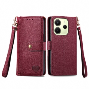 Leren Hoesje Xiaomi Redmi Note 14 4g Portemonnee Met Hartontwerp Bescherming Hoesje