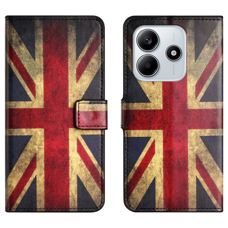 Leren Hoesje Xiaomi Redmi Note 14 4g Vintage Britse Vlag Bescherming Hoesje