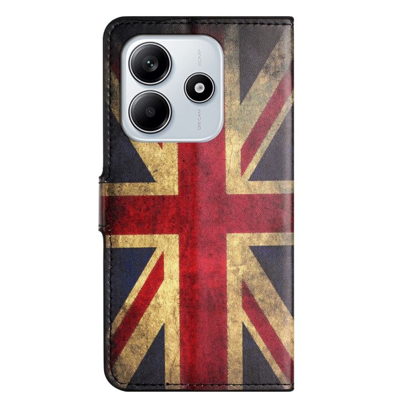 Leren Hoesje Xiaomi Redmi Note 14 4g Vintage Britse Vlag Bescherming Hoesje