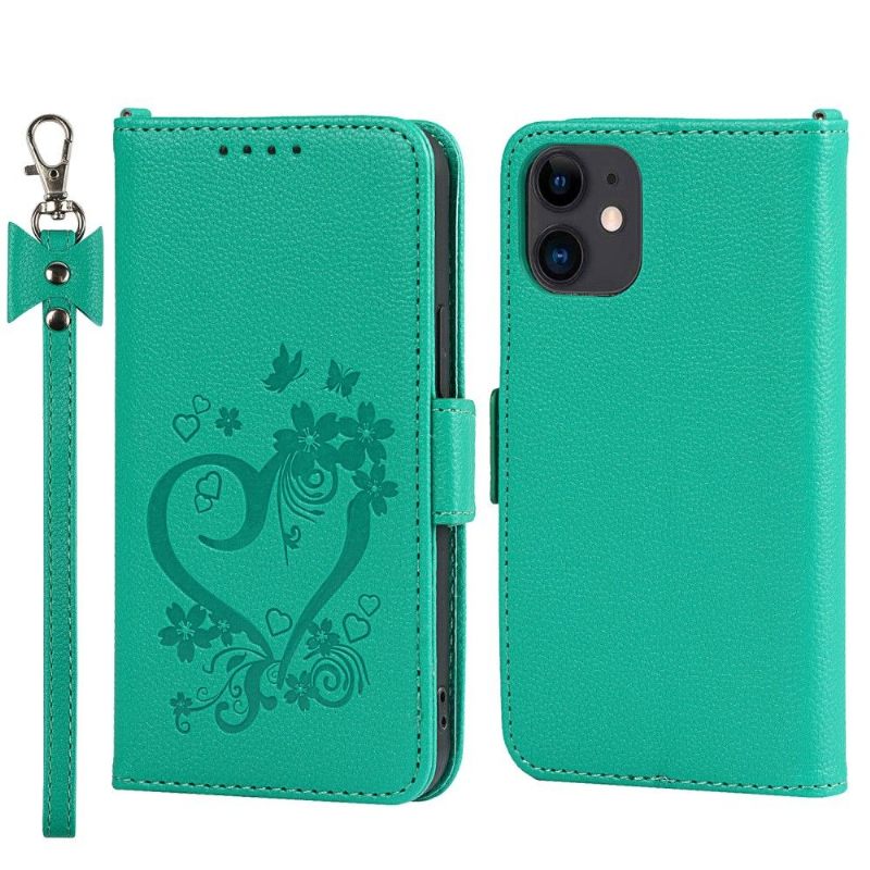 Folio-hoesje voor iPhone 12 Mini Bloemen Hart