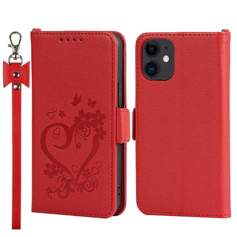 Folio-hoesje voor iPhone 12 Mini Bloemen Hart