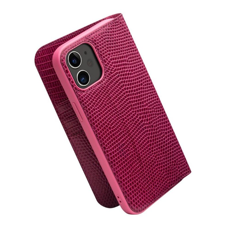 Folio-hoesje voor iPhone 12 Mini Echt Leer Met Krokodilleneffect