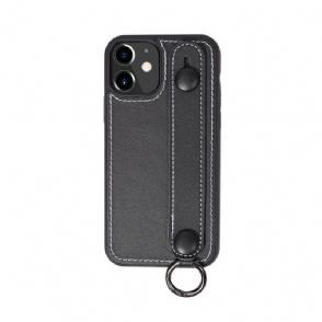 Hoesje voor iPhone 12 Mini Anti-fall Naairiem Van Imitatieleer