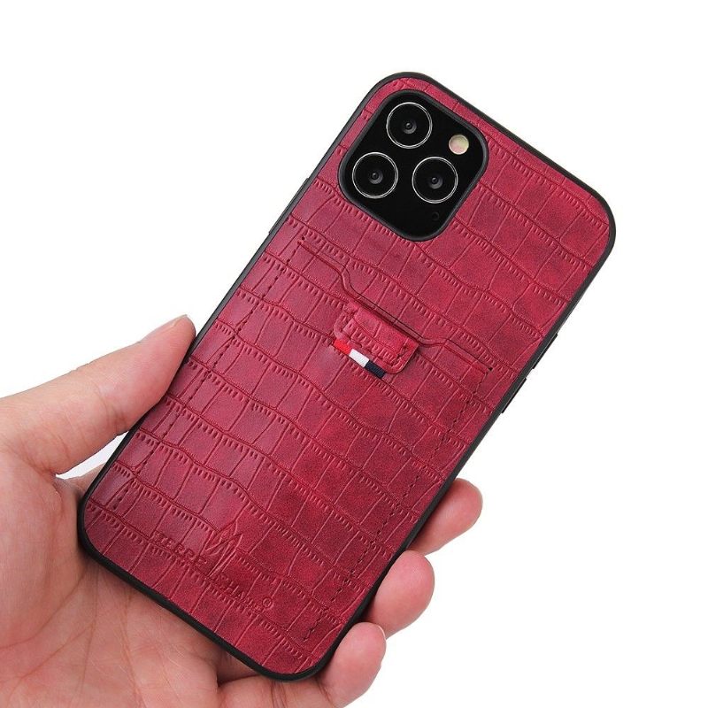 Hoesje voor iPhone 12 Mini Croc Look-kaarthouder