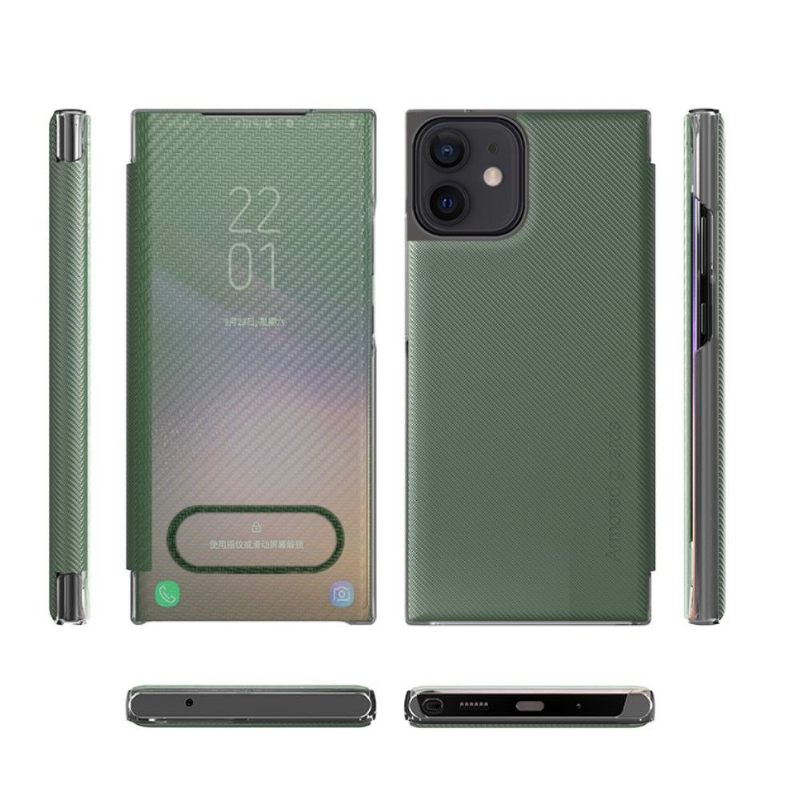 Telefoonhoesje voor iPhone 12 Mini Folio-hoesje Koolstofvezel