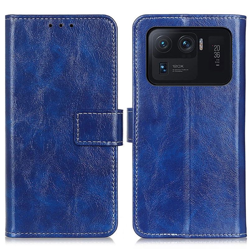 Flip Case voor Xiaomi Mi 11 Ultra Luxe Stiksels Met Leereffect