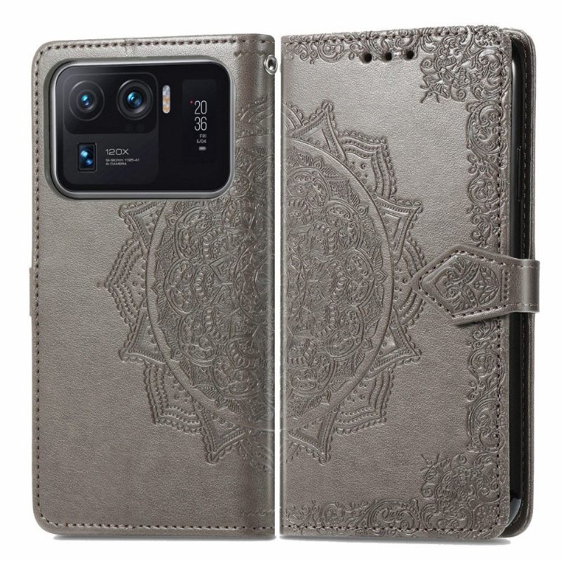 Folio-hoesje voor Xiaomi Mi 11 Ultra Anti-fall Mandala-reliëf In Kunstleer