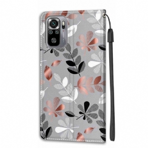 Flip Case voor Xiaomi Redmi Note 10 4G / Note 10S Illustratie Van Wilde Bladeren