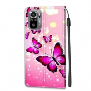 Folio-hoesje voor Xiaomi Redmi Note 10 4G / Note 10S Roze Vlinders