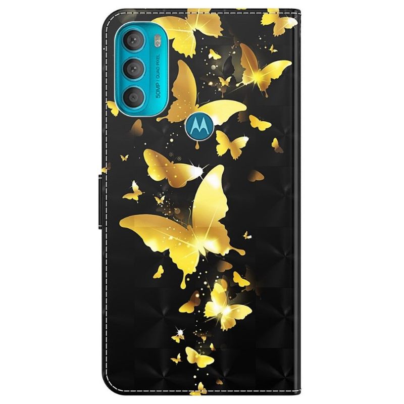 Folio-hoesje voor Motorola Moto G71 5G Gouden Vlinders Illustratie