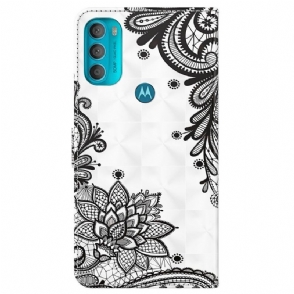 Folio-hoesje voor Motorola Moto G71 5G Kant Bloemen