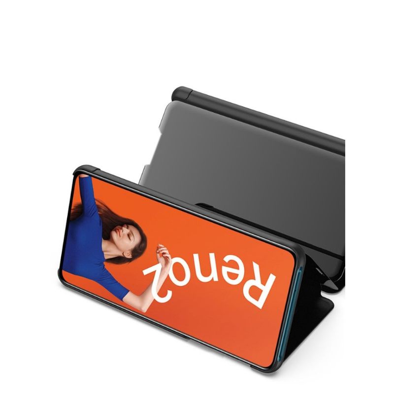 Hoesje voor Oppo Reno2 Z Anti-fall Folio-hoesje Spiegeleffect