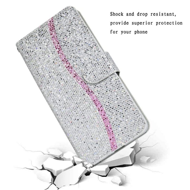 Folio-hoesje voor Samsung Galaxy A22 5G Glitterkaarthouder