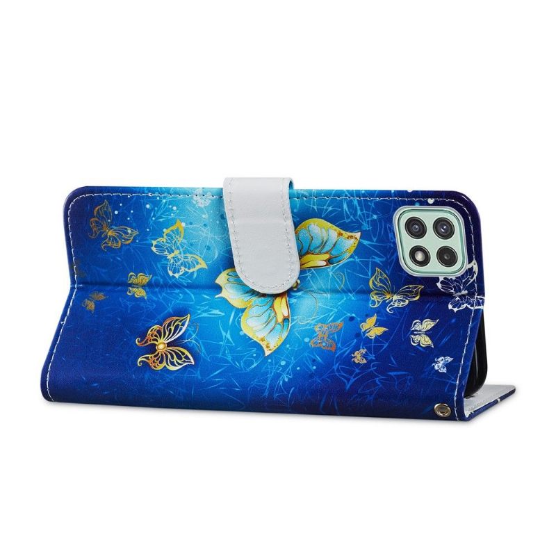 Folio-hoesje voor Samsung Galaxy A22 5G Gouden Vlinder