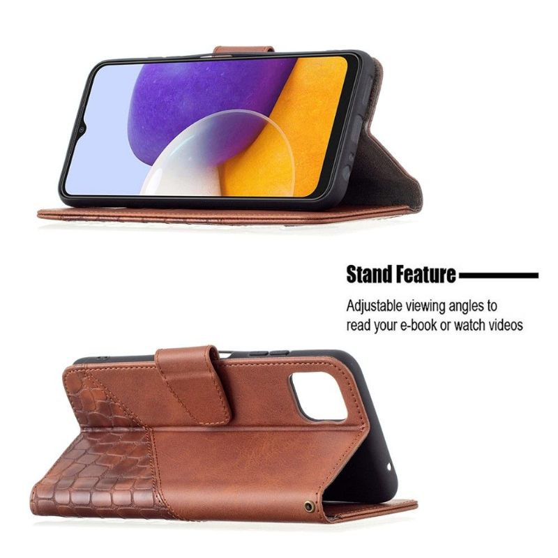 Folio-hoesje voor Samsung Galaxy A22 5G Leereffect In Krokodillenlook