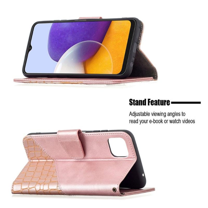 Folio-hoesje voor Samsung Galaxy A22 5G Leereffect In Krokodillenlook