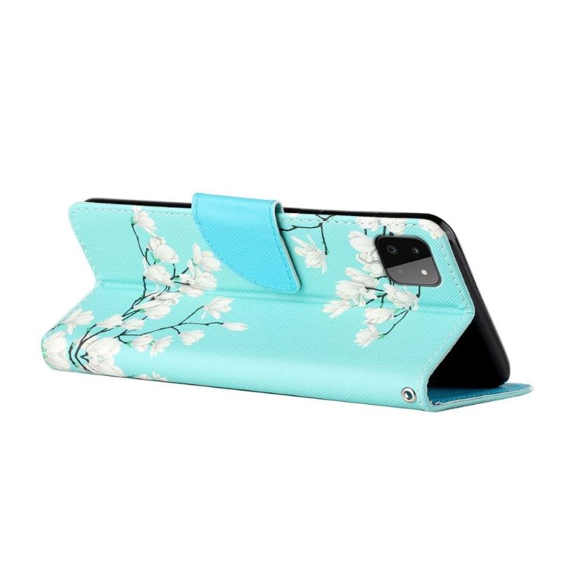 Folio-hoesje voor Samsung Galaxy A22 5G Witte Bloemen