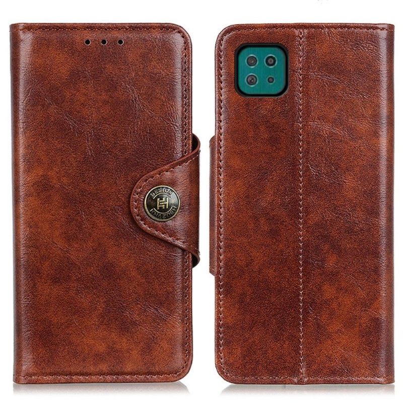 Leren Hoesje voor Samsung Galaxy A22 5G Khazneh-ontwerp Essentieel