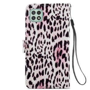 Leren Hoesje voor Samsung Galaxy A22 5G Luipaardpatroon