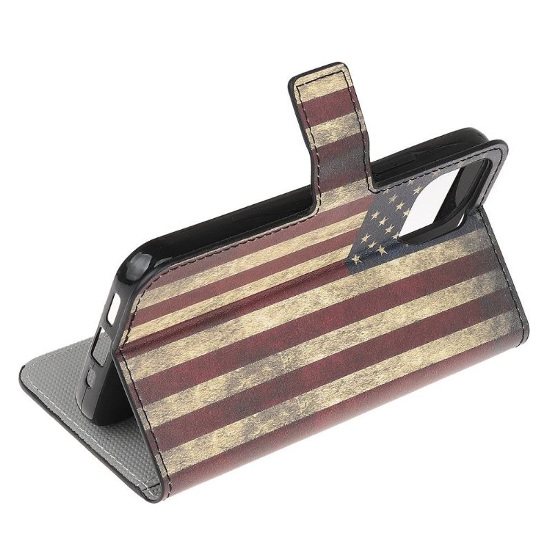 Leren Hoesje voor Samsung Galaxy A22 5G Vintage Amerikaanse Vlag