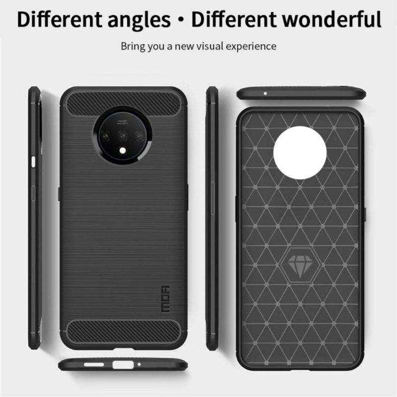 Hoesje voor OnePlus 7T Geborsteld Effect Mofi - Zwart