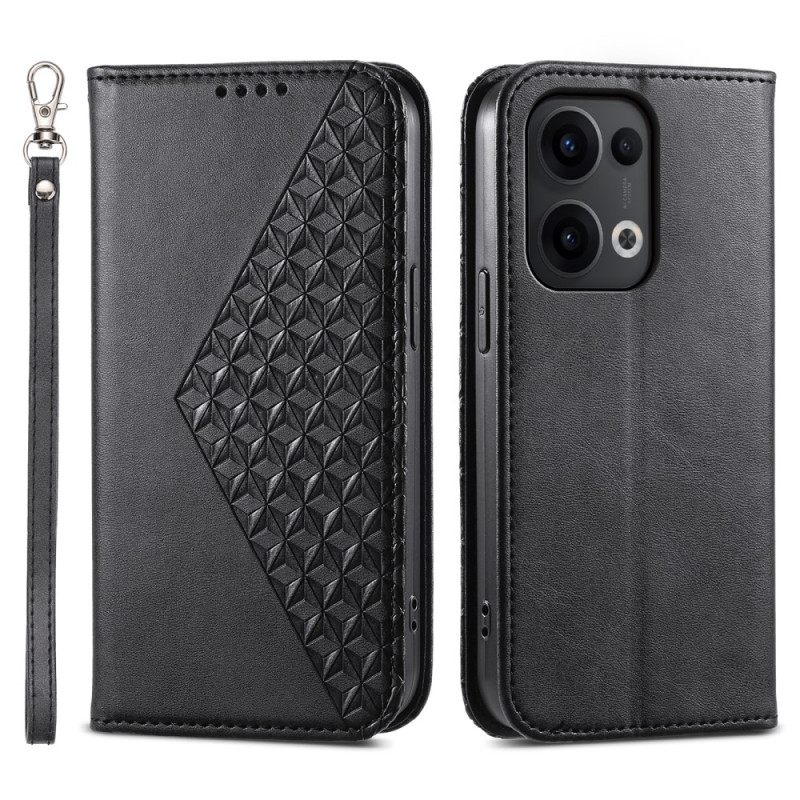Folio-hoesje Oppo Reno 13 5g Diamantpatroon Met Bandje