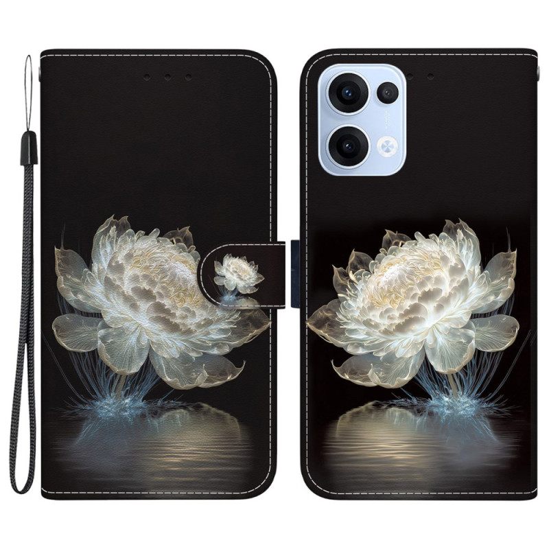 Leren Hoesje Oppo Reno 13 5g Kristallen Pioenroos
